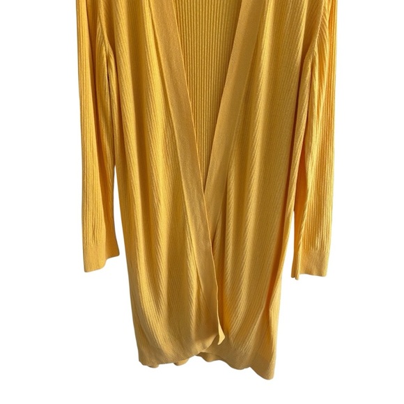 Loft Long Ribbed Knit Yellow Duster Cardigan Casual Boho Stretch Layering XXL - Picture 12 of 16